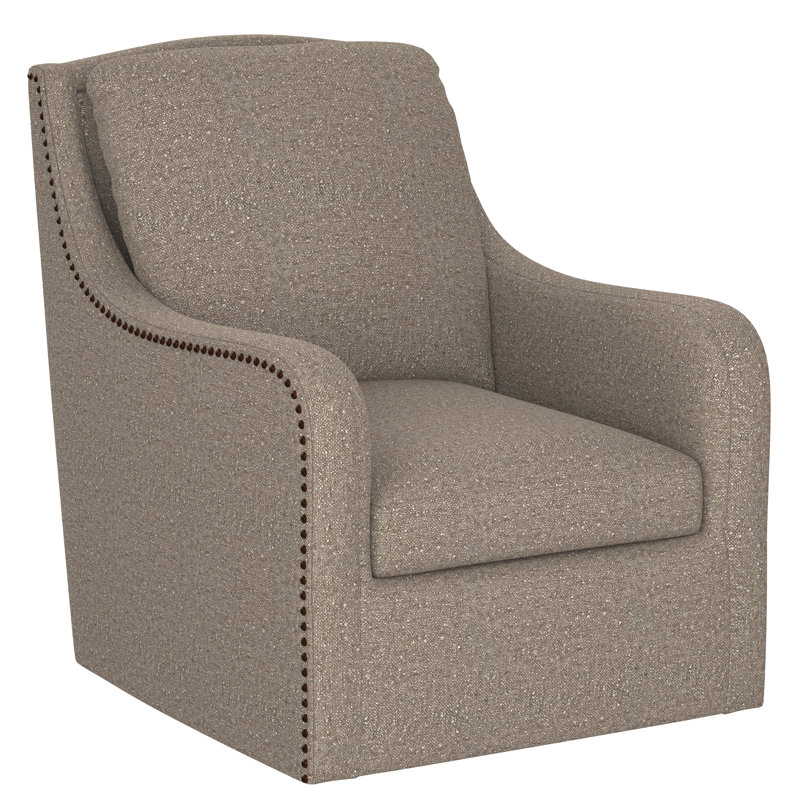 Darayl Upholstered Swivel Armchair, Taupe Polyester