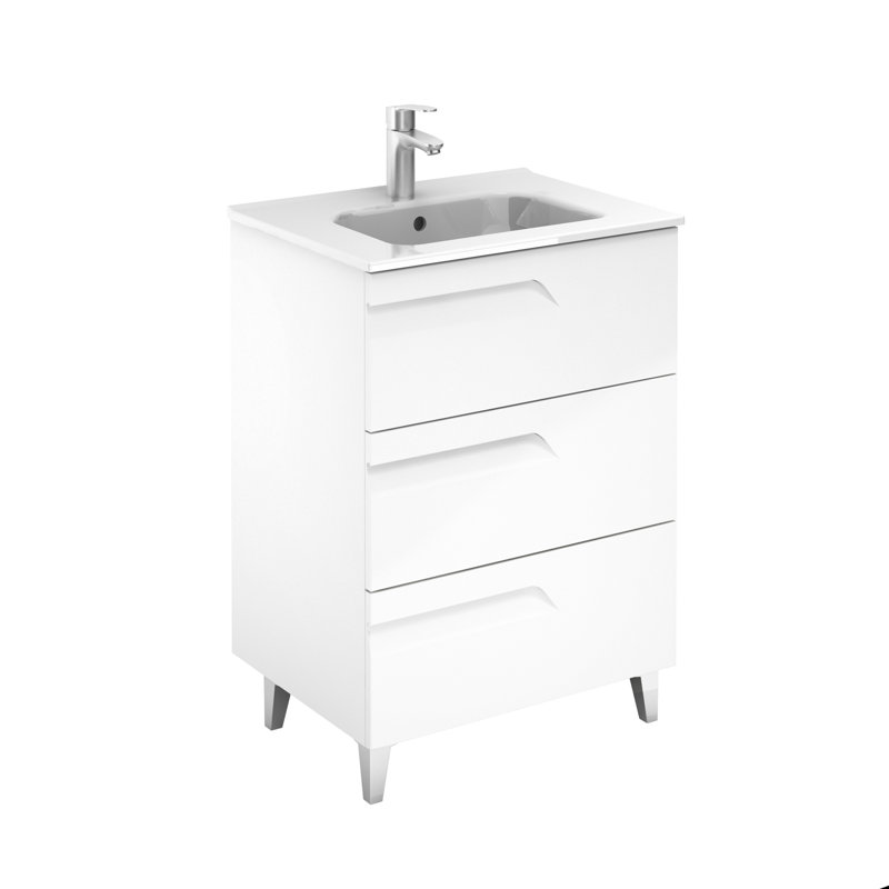 Alejandro 24 " W Freestanding Standard Single Vanity Bathroom Vanity With Ceramic Top, White