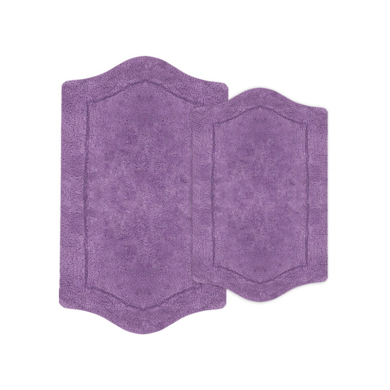 Morissette 100% Cotton Bath Rug, Non-slip, Absorbent, Machine Washable, Quick Dry 2 PCs set (21x34 / 24x40), Mauve