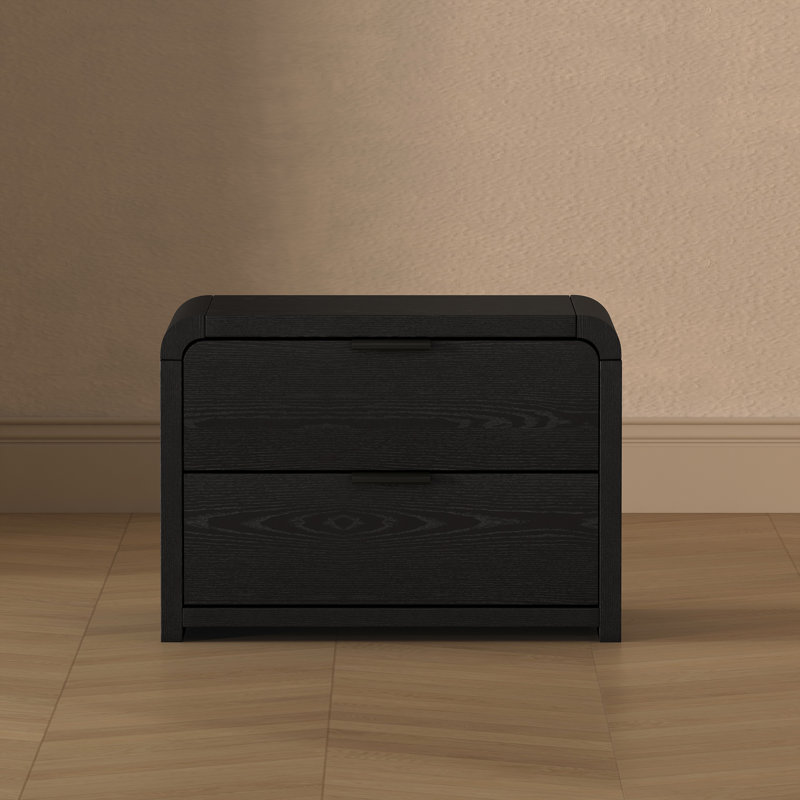 Table de chevet moderne 2 tiroirs Grace, Noir