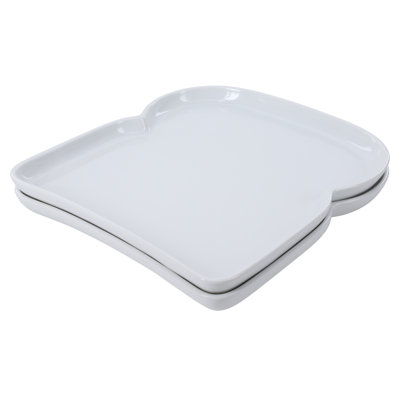 Set of 2, Toast Platters, 9.75", White