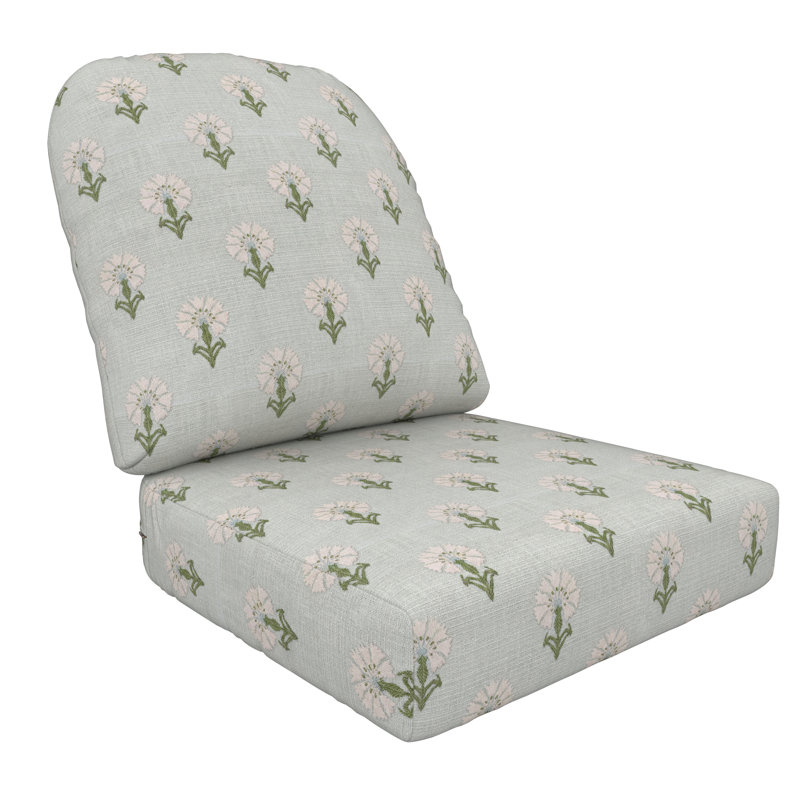 Amala Sunbrella® Outdoor Lounge Chair Seat/Back Cushion, Sunbrella Mira Celeste