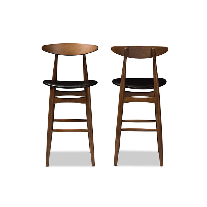 Tabouret de bar rembourré avec structure en bois massif
