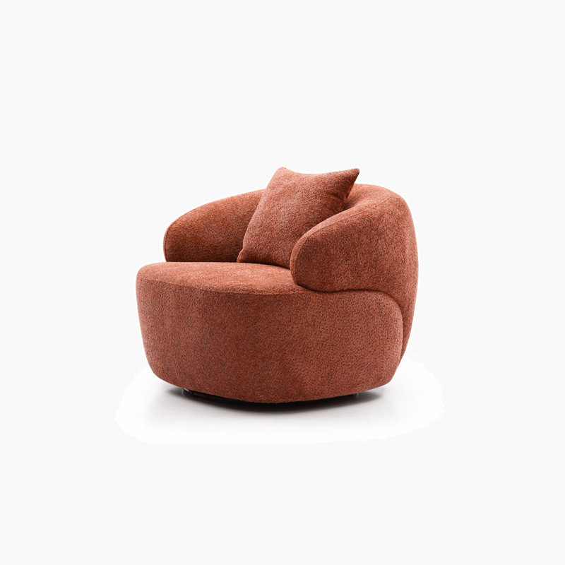 Canapé incurvé pivotant à 360 ° de style Mid-Century moderne, canapé 1 place Cloud, Boucle orange