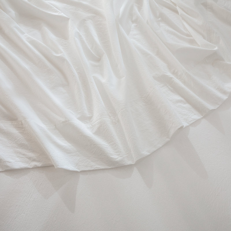 Drap plat 100% coton lavé MooMee, Drap plat de taille très grand, Blanc cassé