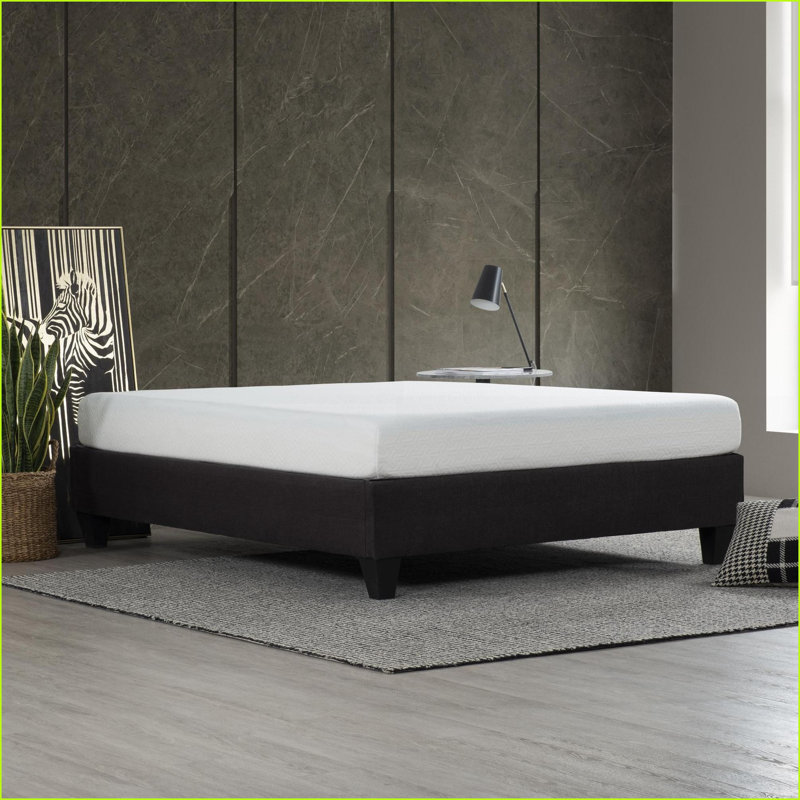 Structure de lit plateforme simple en bois massif - Revêtement gris foncé, aucun sommier nécessaire pour la chambre à coucher