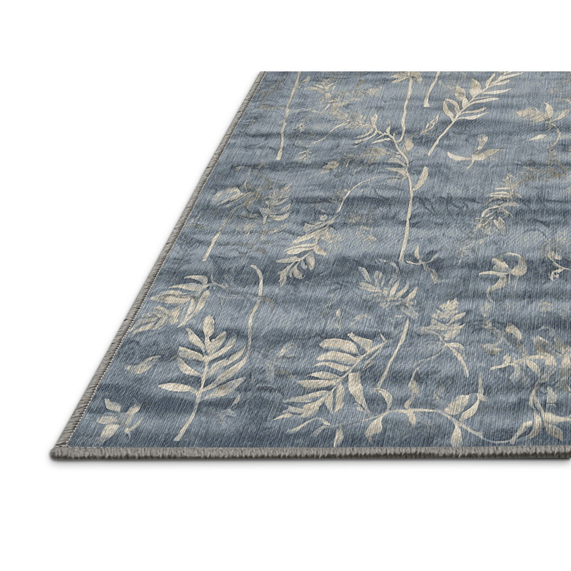 Machine Washable Gray Area Rug, Square 6'