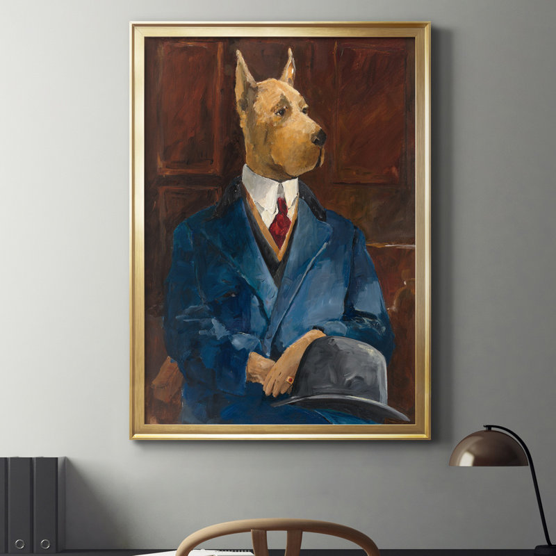 «Inspector Dog Leash», reproduction sur toile encadrée, Doré, H 22,5 po x l 30,5 po x P 1,5 po