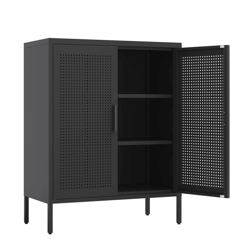 Metal Storage Cabinet With 2 Doors And 2 Adjustable Shelves, Steel Storage Cabinet, Metal File Cabinet For Home Office School Gym