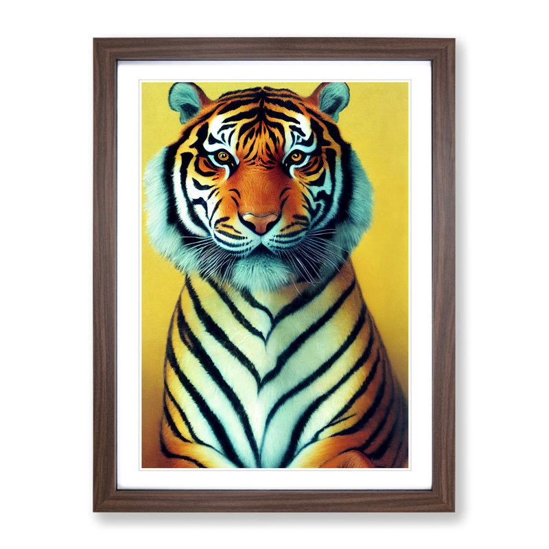 Portrait Of A Tiger No.2 - Print, 34cm H x 25cm W, White, Walnut Framed
