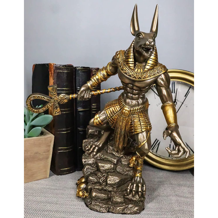 Statue of Mythology Jackal Anubis Sky and Clouds Stock Image