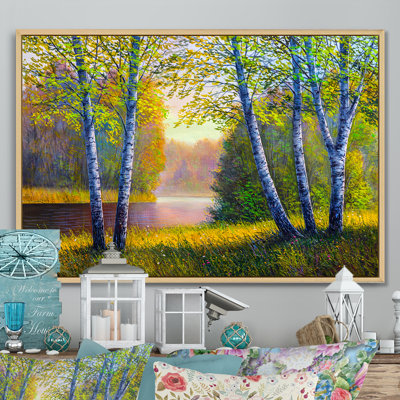 " River Through The Birch Tree Forest "