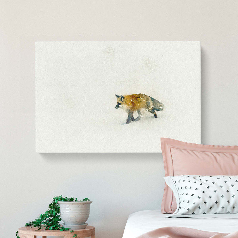 A Red Fox Alone In The Winter In Abstract - Wrapped Canvas, 40cm H x 60cm W x 3cm D