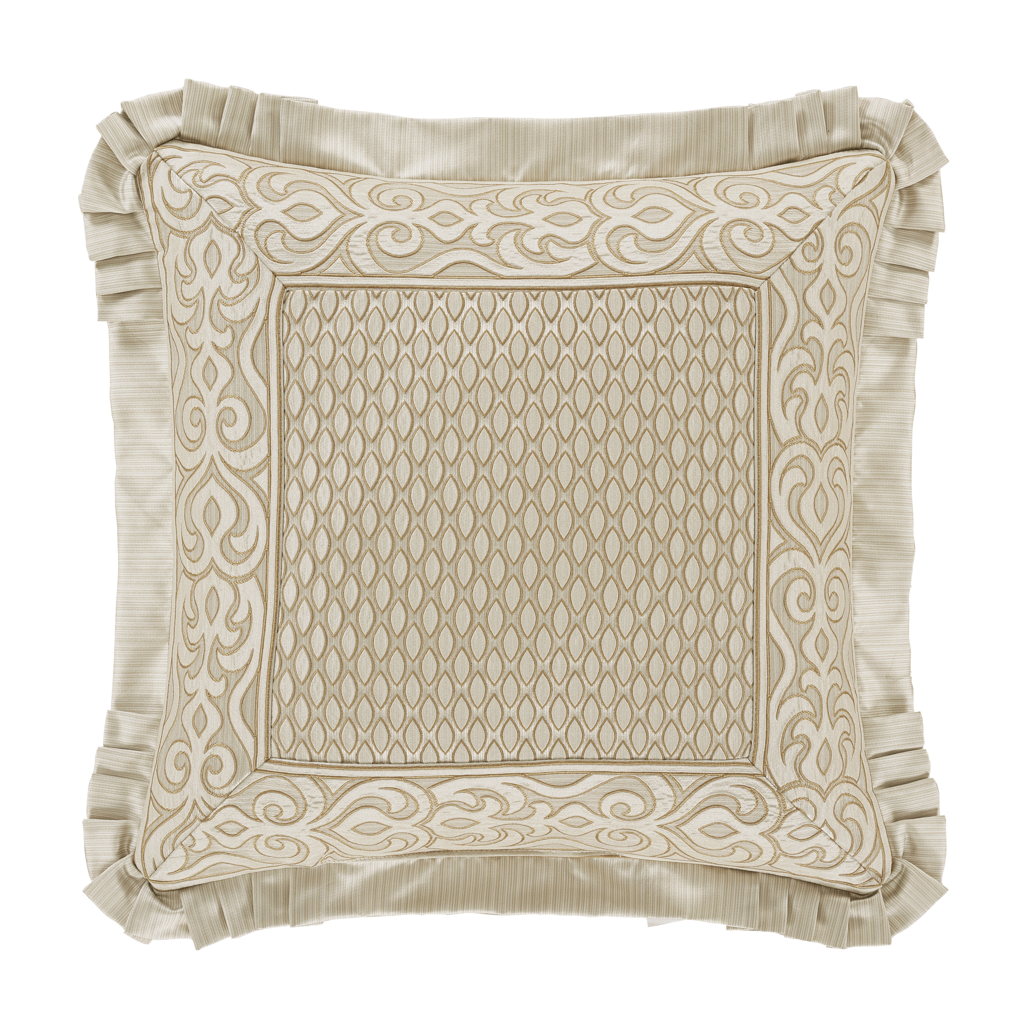 Square Embellished Geometric Decorative Throw Pillow Off-white