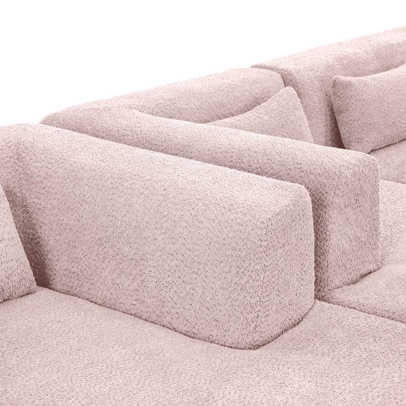 144" Long Upholstered Boneless XL Sofa, Pink