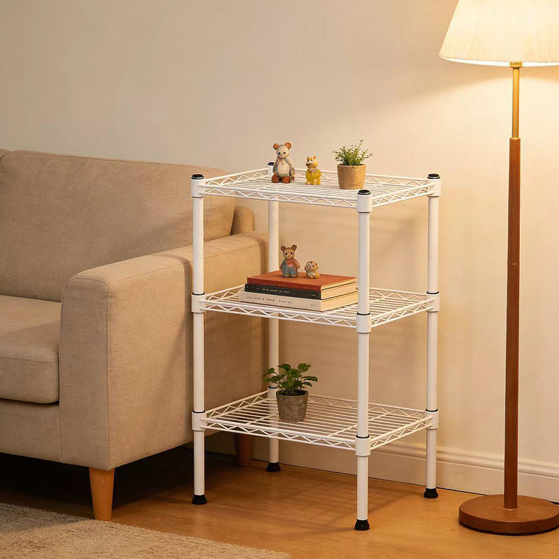 Multi Purpose Metal Storage Rack With 3 Layers, Living Room Storage Shelf, Bathroom Towel Shelf, Laundry Room Organizer, Kitchen Pantry Rack Save Space, White Color