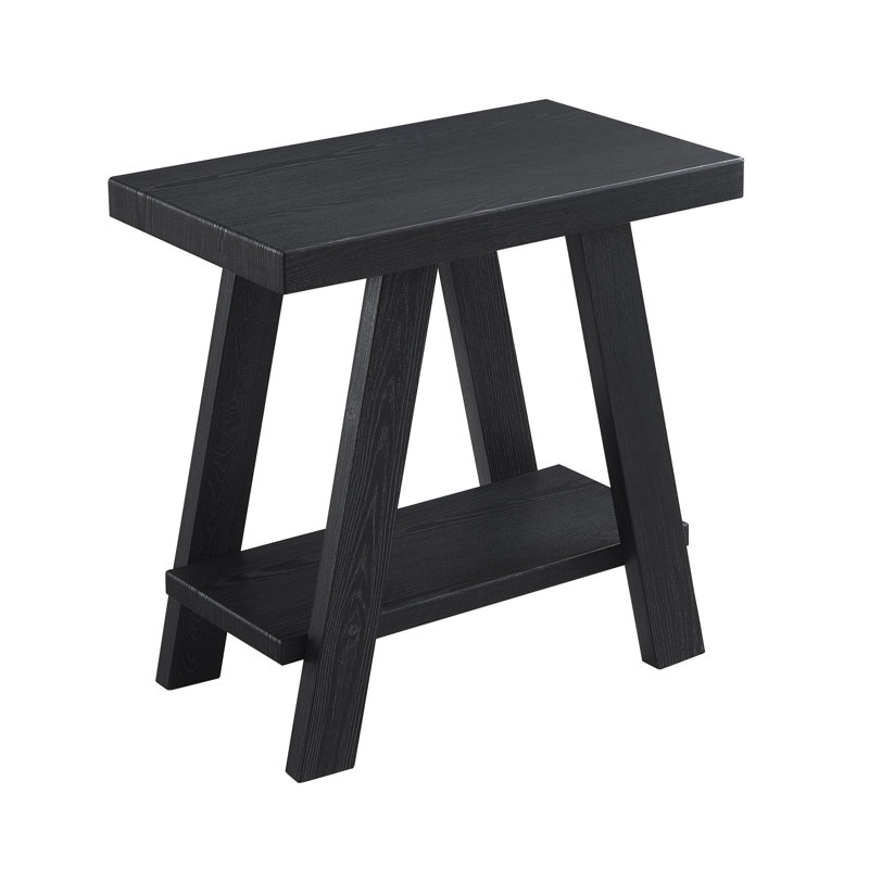 Graner Contemporary Wood Shelf Side Table, Black