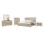 Ensemble de chambre à coucher grand, commode, miroir de commode brun naturel 5 pièces Kaira-112302884