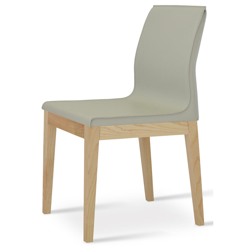 Polo Wood Side Chair, Bone Faux Leather, Natural Ash