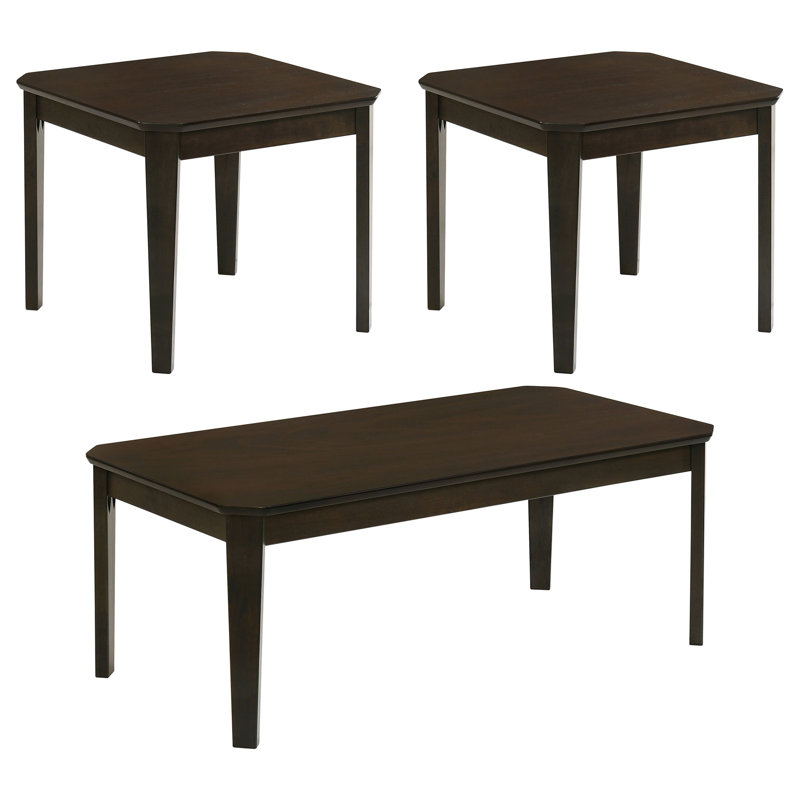 Ensemble de tables basses et de tables de bout 3 pièces Amaro avec finition brun foncé, fabrication durable et design moderne épuré