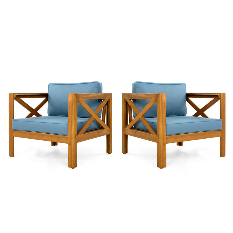 Chaises longues avec coussins amovibles Kincaid, Bleu
