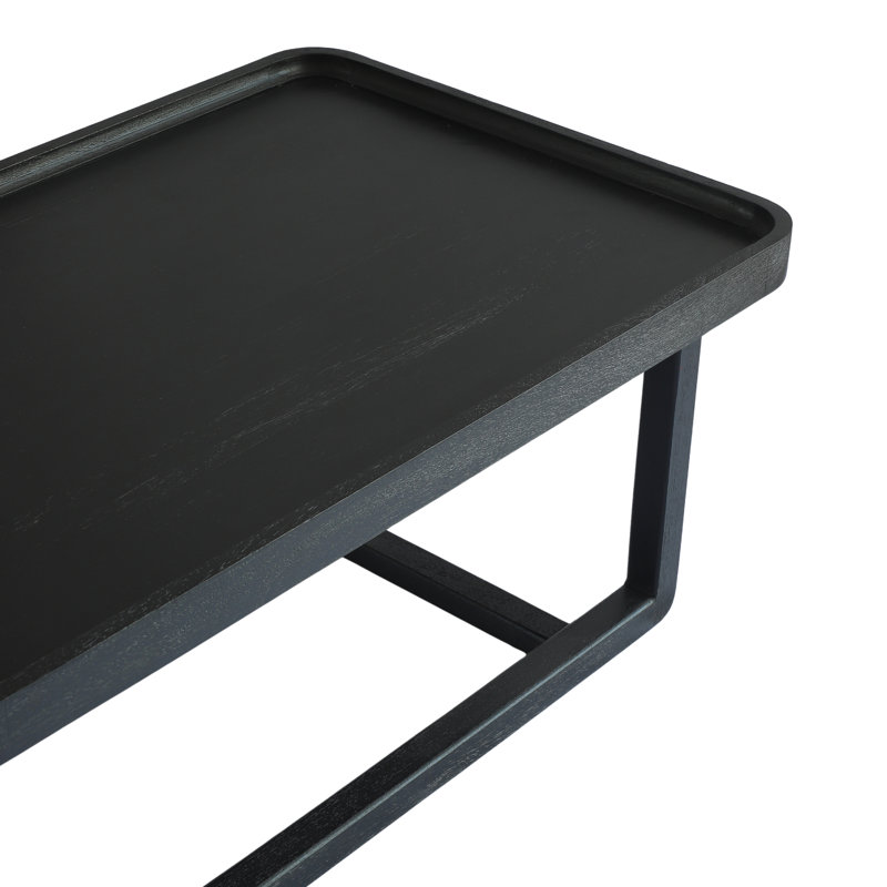 Table basse à plateau en bois massif Bryan, Noir