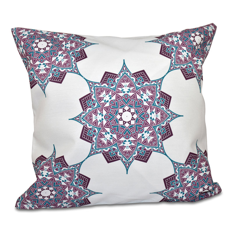 Happy Hippy Geometric Reversible Throw Pillow, 16" H x 16" W, Purple