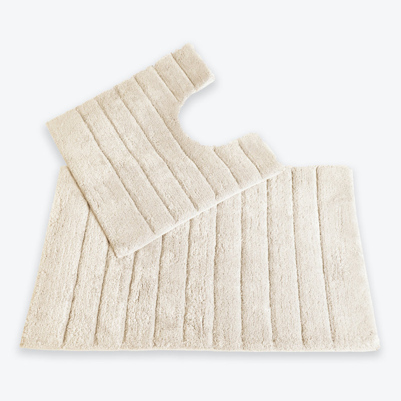 Mullane Ribbed Bathroom Mats Two Piece Set, Cream