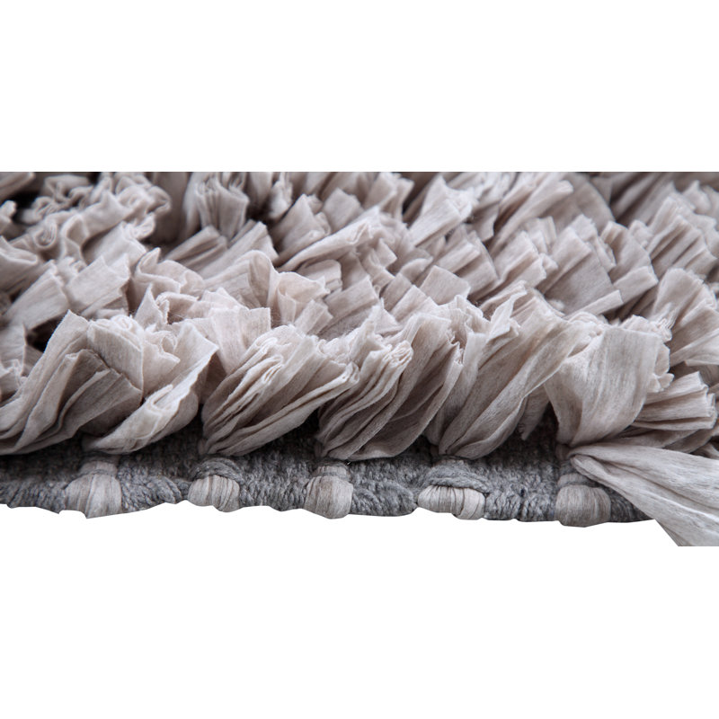Annalease Cotton Blend Non-Slip Bath Rug, Light Gray