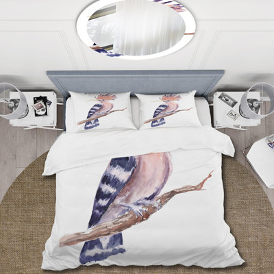 Vintage Hoopoe Bird On A Branch - Ensemble de housse de couette traditionnel - Microfibre de polyester