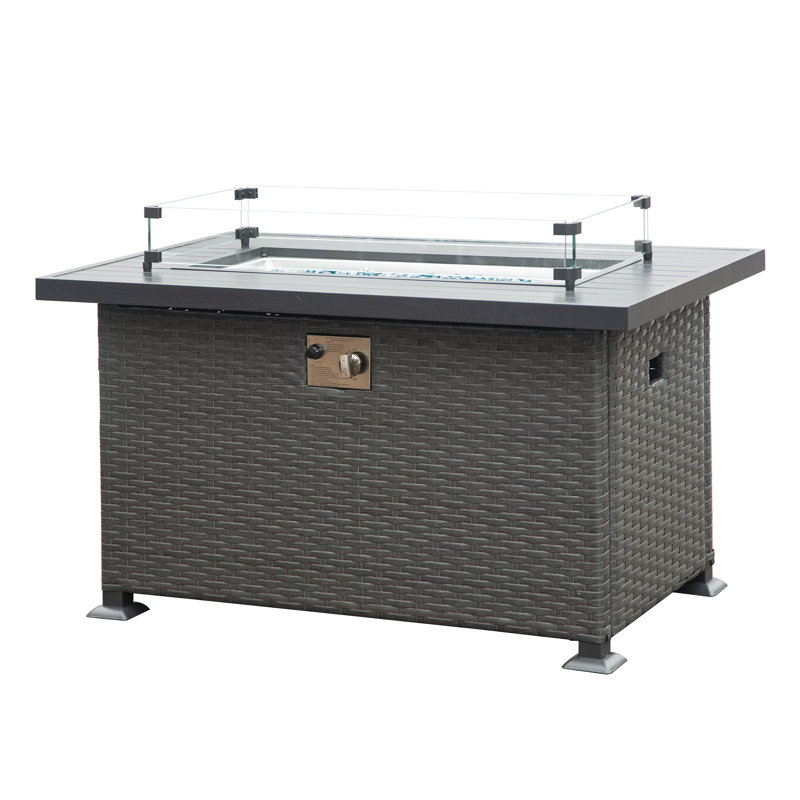 Rostin Rectangle Aluminum Propane Fire Pit Table