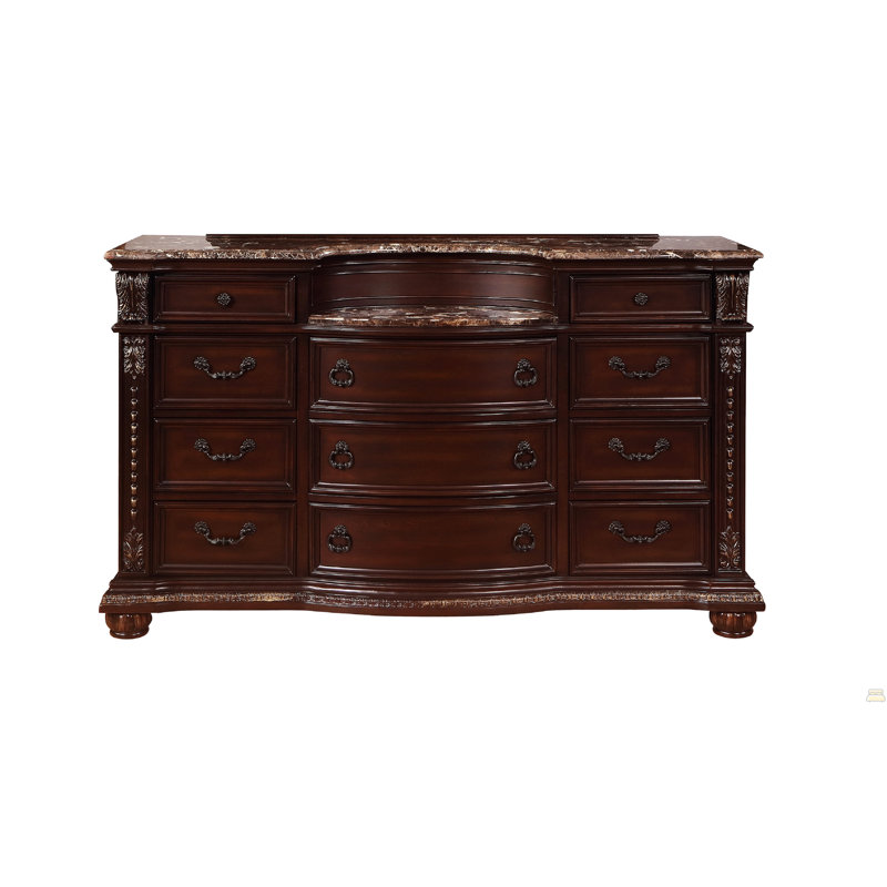 Commode 1 tiroir 11 pièces à plateau en marbre