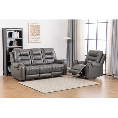 Ilyia Two Tone Vegan Leather Two-PC Livingroom Reclining Set