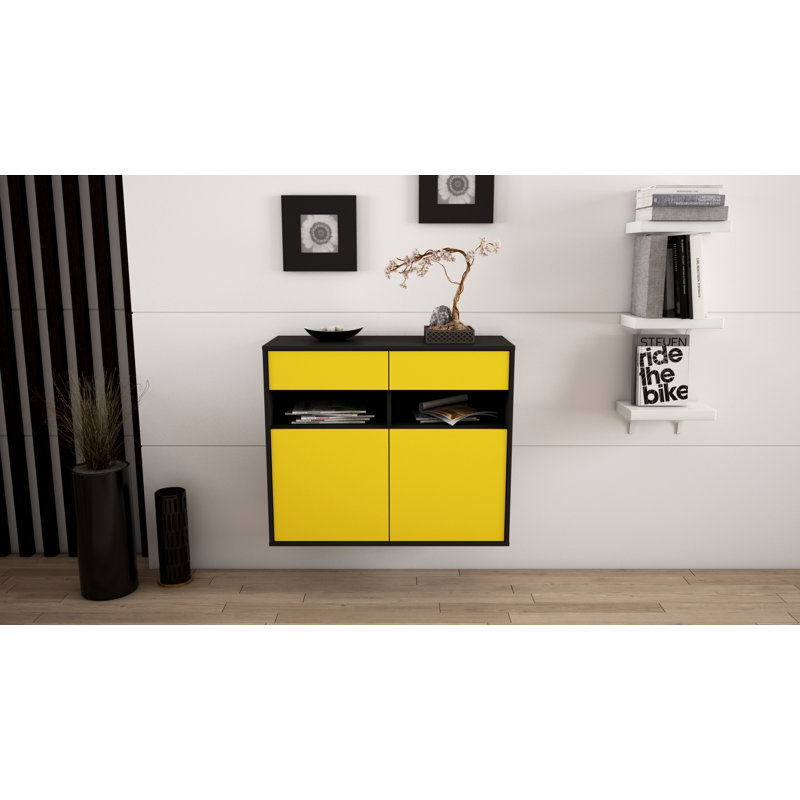 Anglers Park 92cm Sideboard, Anthracite/Yellow