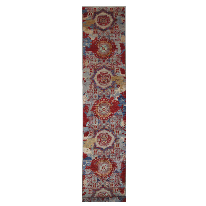 High-Quality Hand-Knotted Red And Blue Area Rug