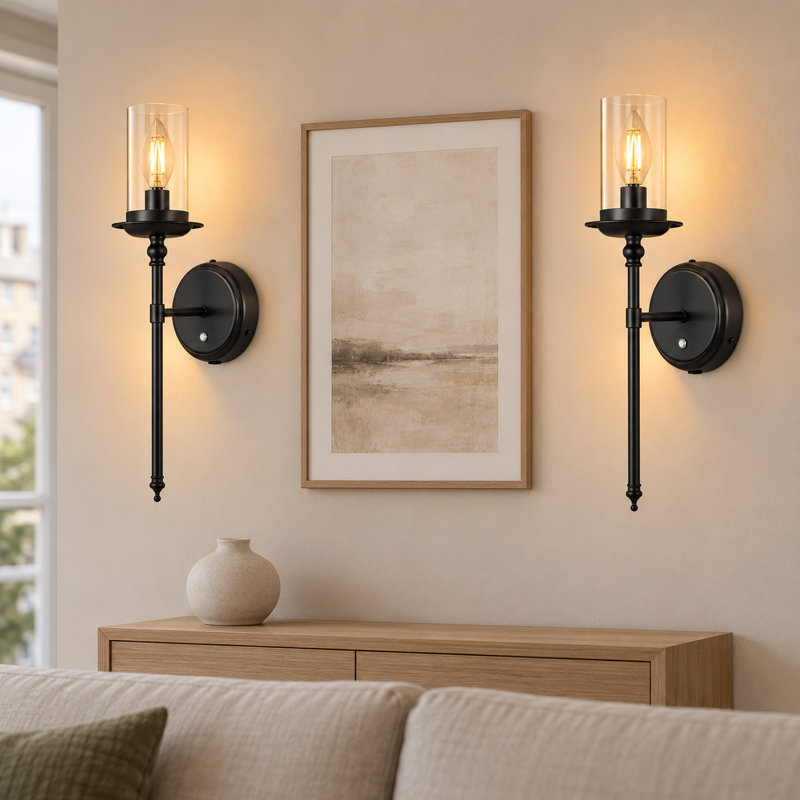 LED Battery Powered Armed Sconce, Black