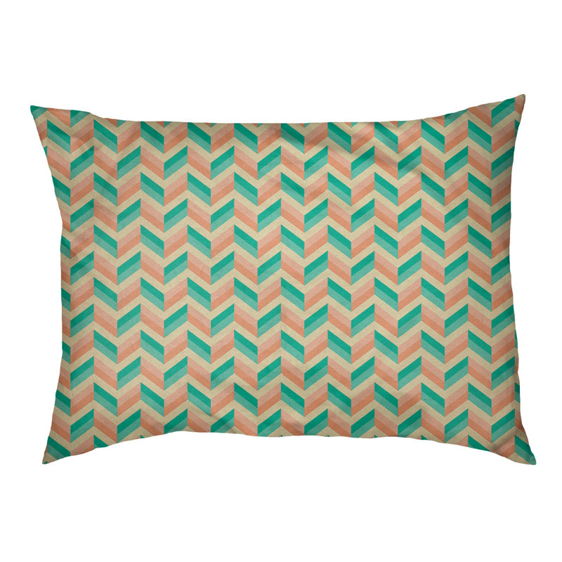 Coussin pour chien chevron Byrge, Grand (l 42,5 po x P 32,5 po x H 14 po), Vert / Orange