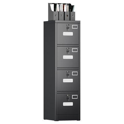 Classeur vertical en métal avec 4 tiroirs et 4 serrures, classeur de bureau personnel avec porte-cartes pour format A4 lettre / légal, l 14,96 po x P 17,72 po x H 54,13 po, assemblage requis