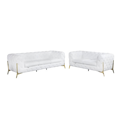 Ehrika 2 Piece Top Grain Italian Leather Sofa and Loveseat Set