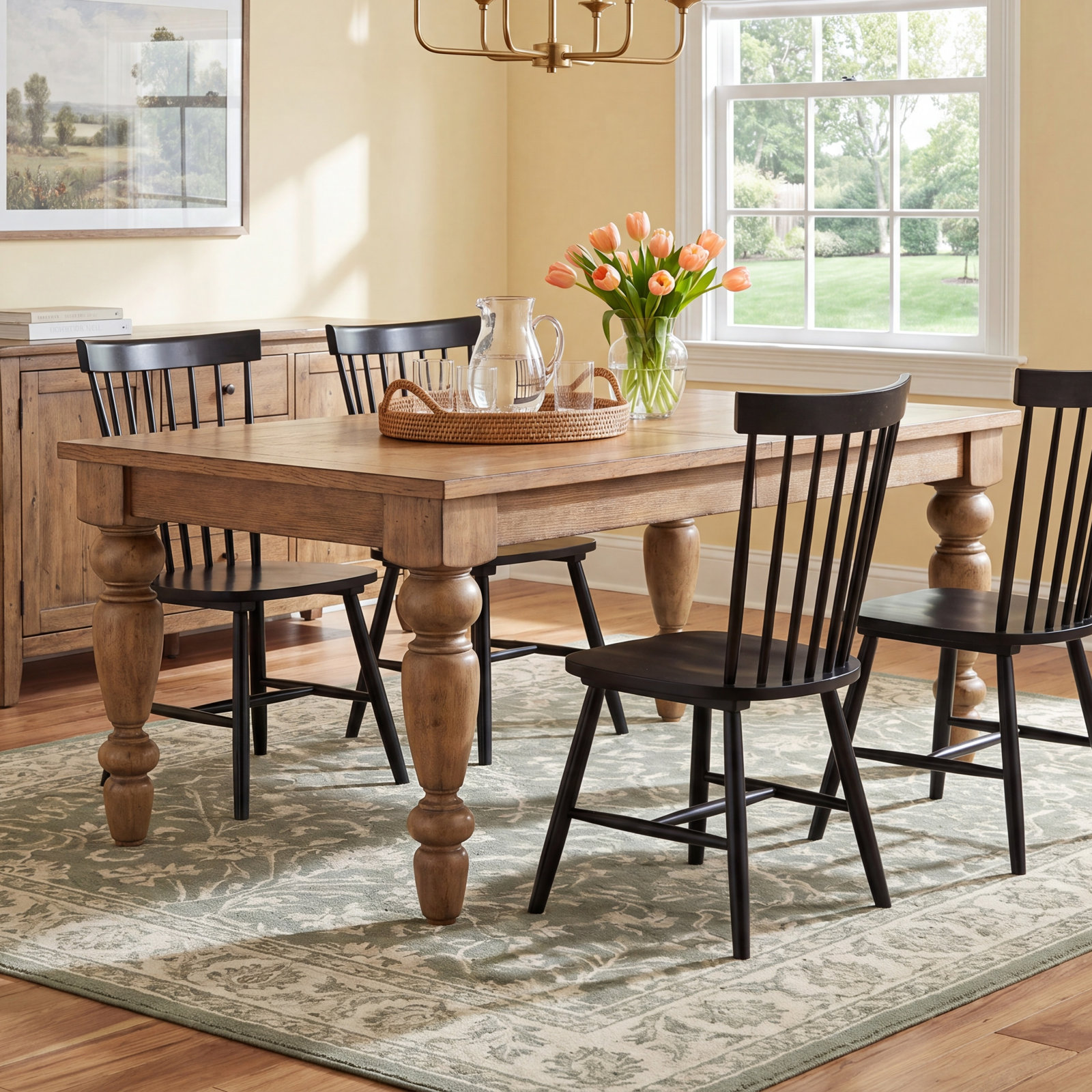 Country Living Oak Dining Table, Brown, 30"H x 72"L x 40"W