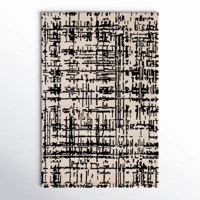 Abstract Handmade Tufted Area Rug in Cream