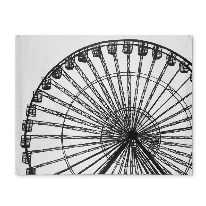 Monochrome White Ferris Wheel Polyester Placemat | Home Decor