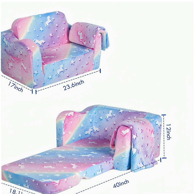 Canapé à compression pour enfants, canapé convertible convertible en méridienne, canapé-lit 2 en 1 pour enfants