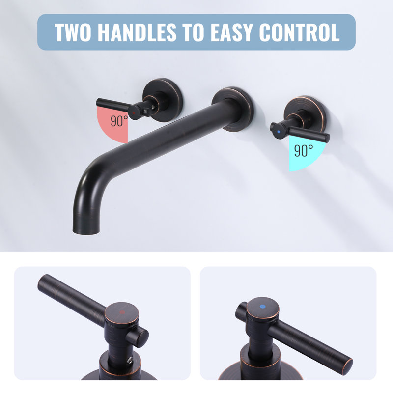 Oil Rubbed Bronze Double Handle Wall Mount Tub Faucet