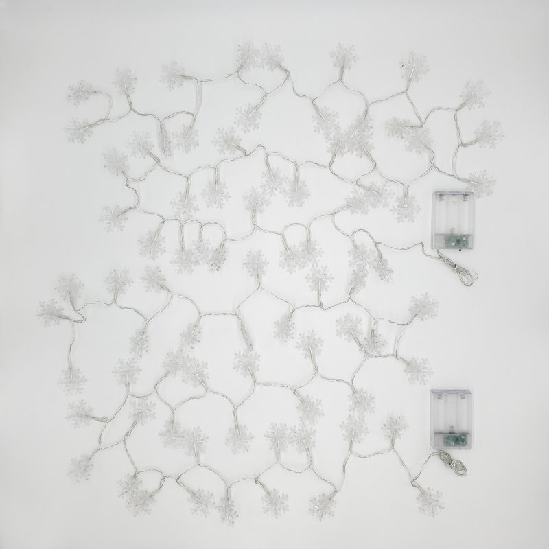 Battery Operated LED Mini Snowflake String Lights - 2 Piece