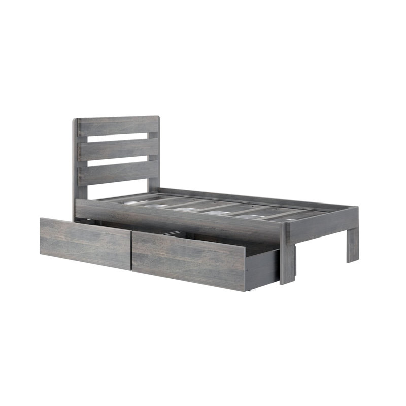 Lit plateforme 2 tiroirs Decimus, Simple, Bois flottant