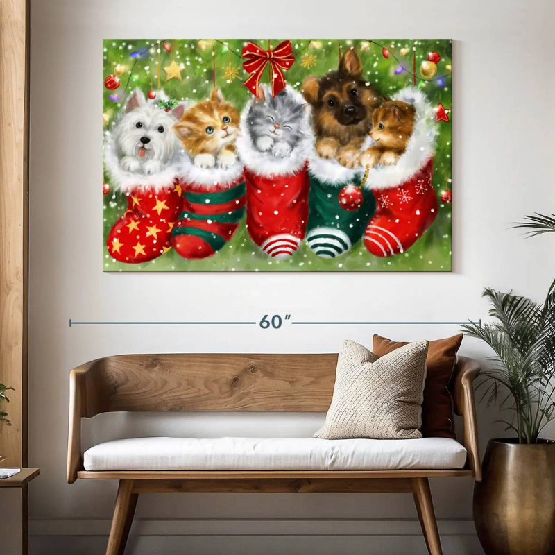 Lelend, chiens et chats en bas, H 34 po x l 51 po