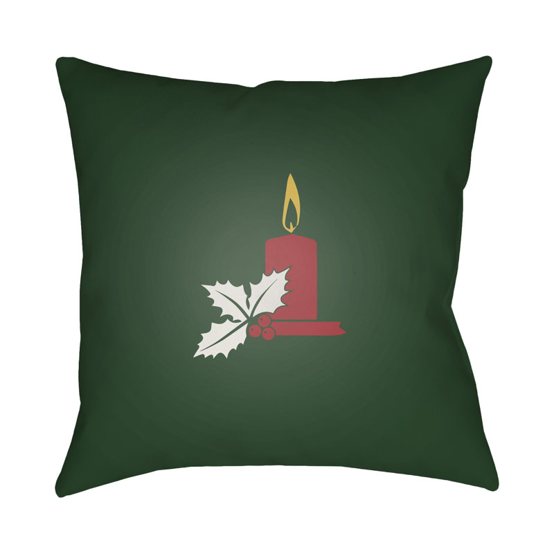  Indoor/Outdoor Throw Pillow, 18" H x 18" W x 4" D, Green / Red