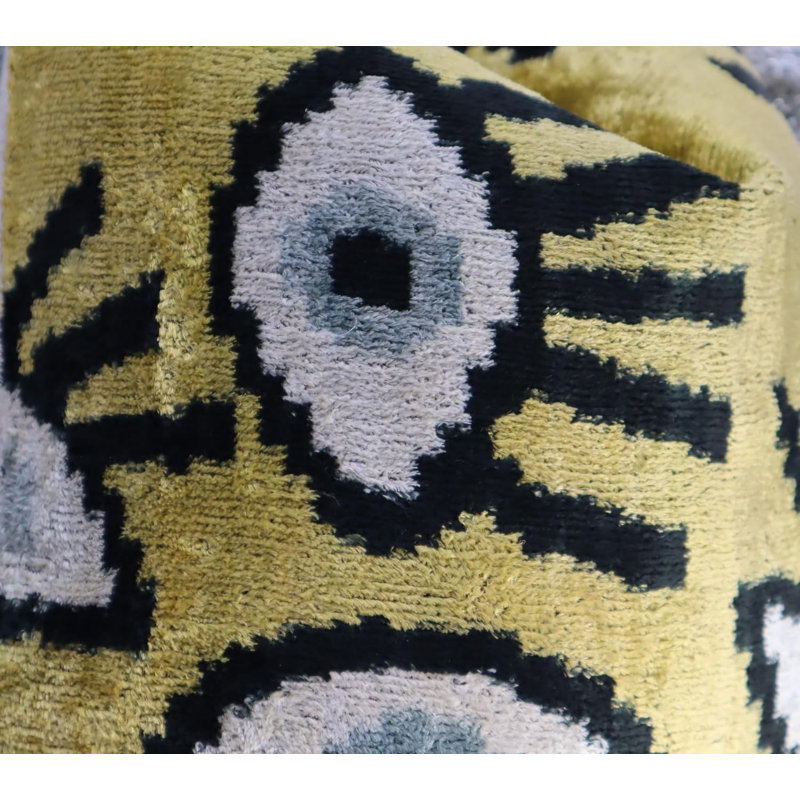 Velvet Square Pillow Cover & Insert, Yellow/Gold
