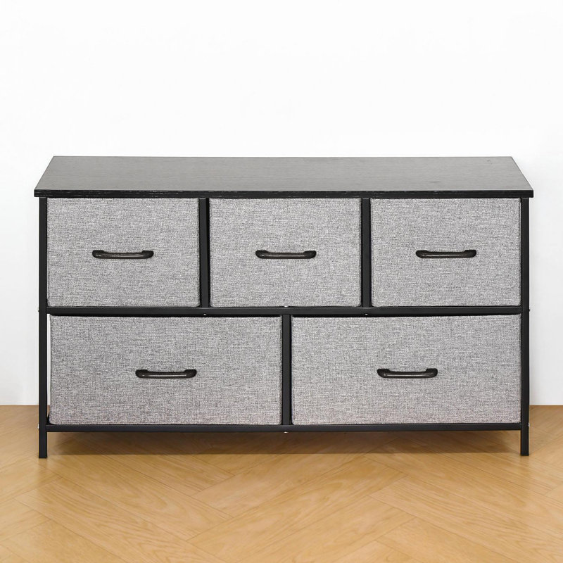Metal 100cm W Chest of Drawers, Black/Grey